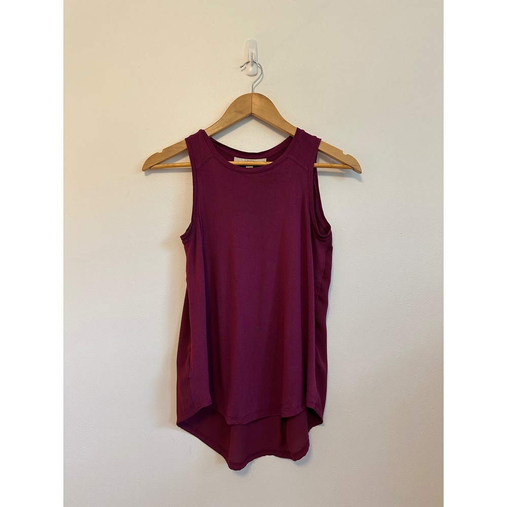 Ann Taylor LOFT Mixed Media Tank Top in Burgundy | Size XSP